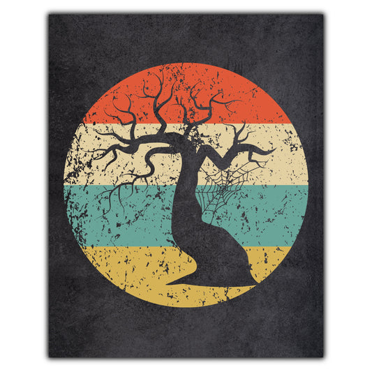 Haunted Tree Halloween Icon Retro 8"x10" Wall Art Print