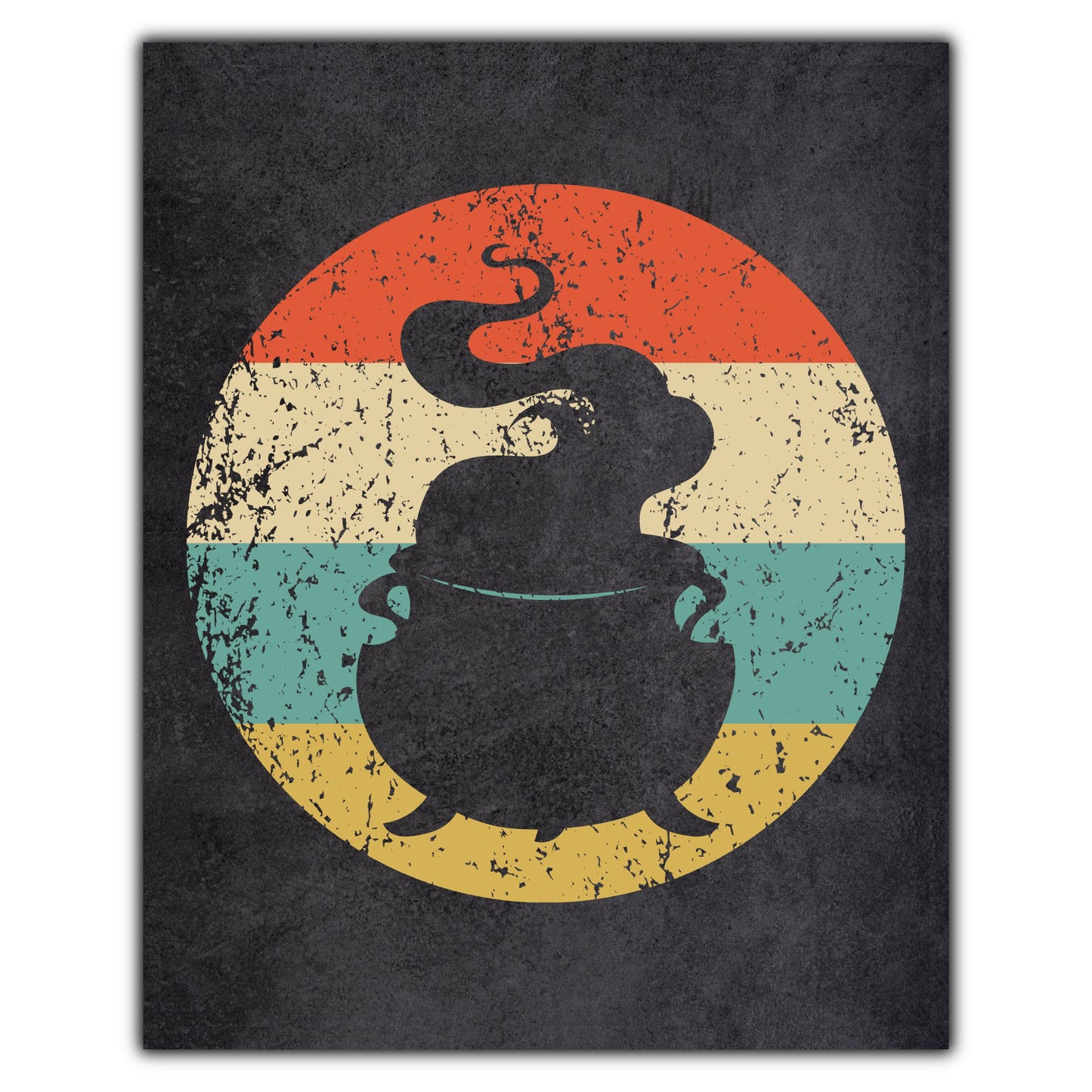 Witch's Cauldron Halloween Icon Retro 8"x10" Wall Art Print