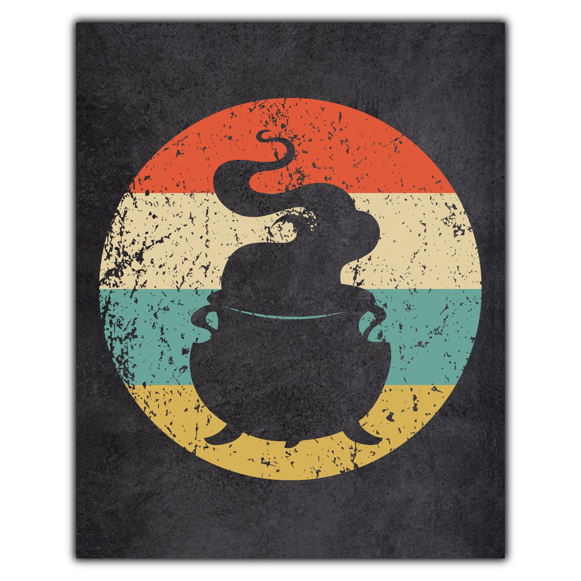 Witch's Cauldron Halloween Icon Retro 8"x10" Wall Art Print