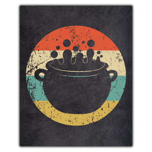 Bubbling Witch's Cauldron Halloween Icon Retro 8"x10" Wall Art Print