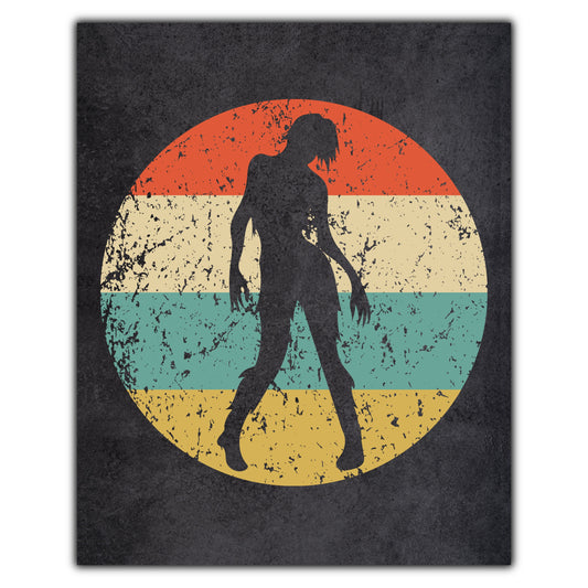 Zombie Monster Halloween Icon Retro 8"x10" Wall Art Print