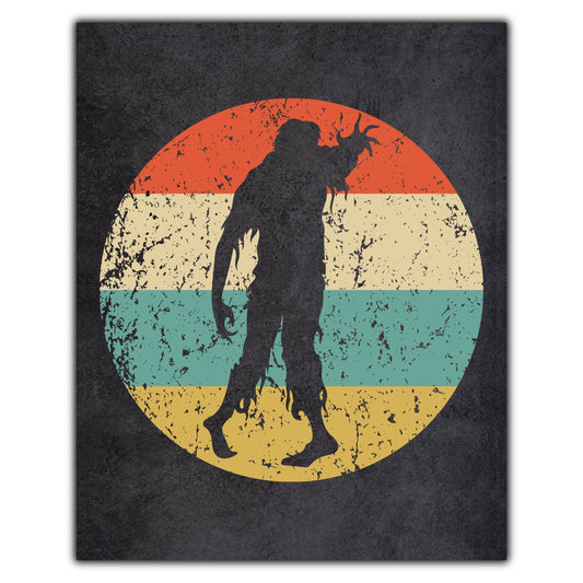 Zombie Monster Halloween Icon Retro 8"x10" Wall Art Print