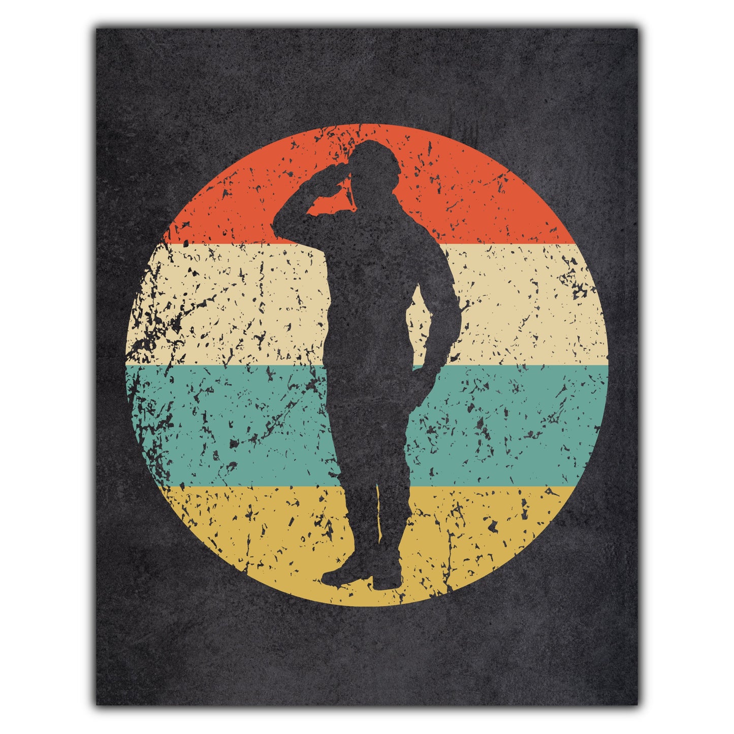 Military Salute Soldier Icon Retro 8"x10" Wall Art Print