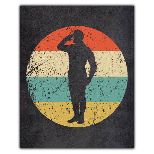 Military Salute Soldier Icon Retro 8"x10" Wall Art Print