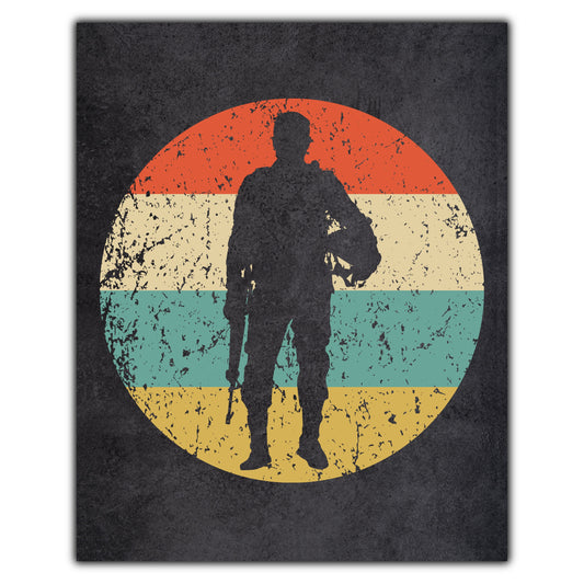 Standing Soldier Military Icon Retro 8"x10" Wall Art Print