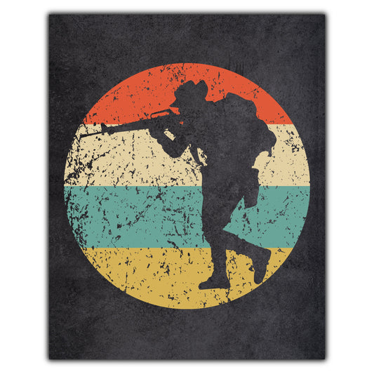 Walking Soldier Military Icon Retro 8"x10" Wall Art Print