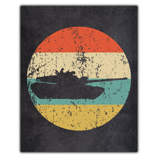 Military Tank Icon Retro 8"x10" Wall Art Print
