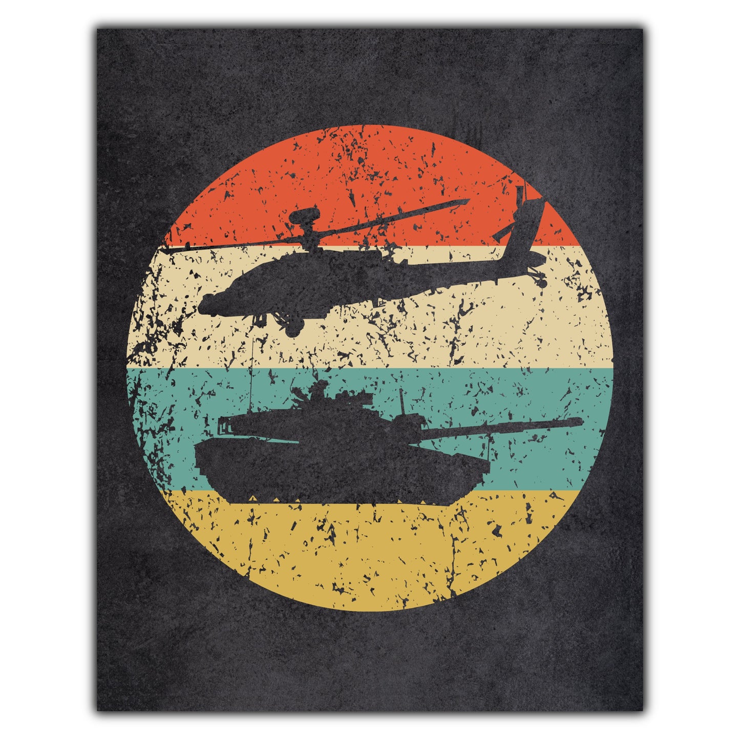 Chinook Helicopter Military Tank Icon Retro 8"x10" Wall Art Print