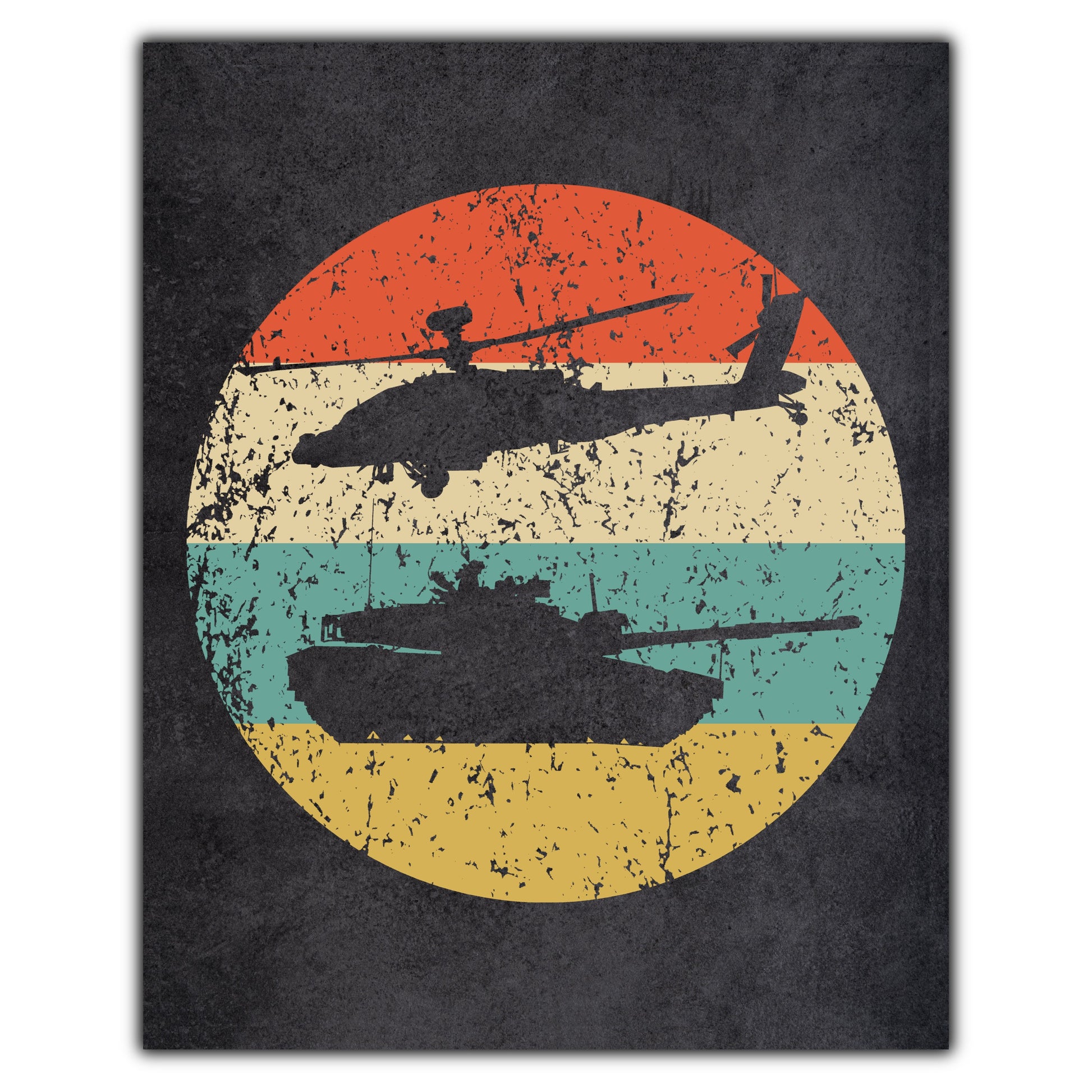 Chinook Helicopter Military Tank Icon Retro 8"x10" Wall Art Print