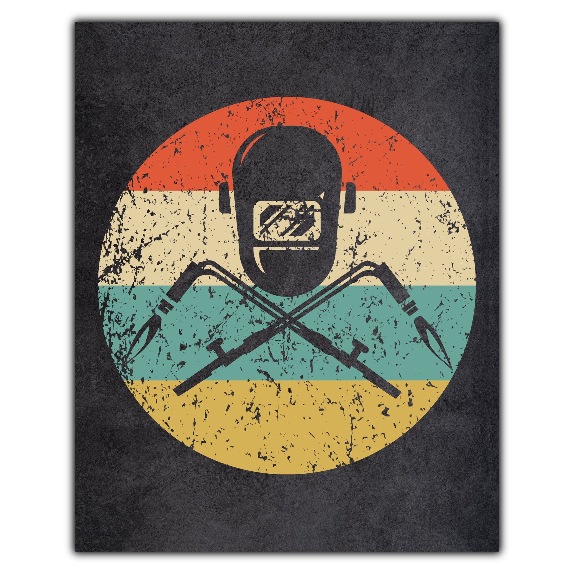 Welding Mask and Torches Icon Retro 8"x10" Wall Art Print