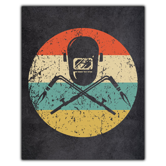 Welding Mask and Torches Icon Retro 8"x10" Wall Art Print