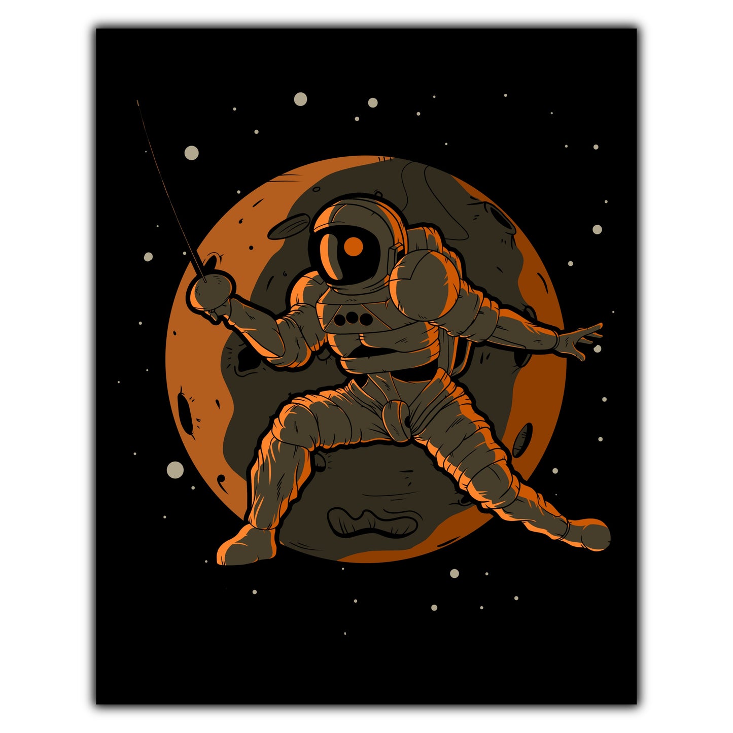 Fencing Astronaut Outer Space Spaceman 8"x10" Wall Art Print