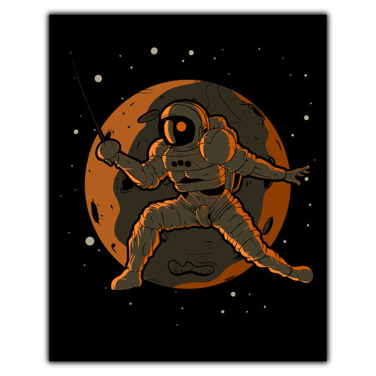 Fencing Astronaut Outer Space Spaceman 8"x10" Wall Art Print