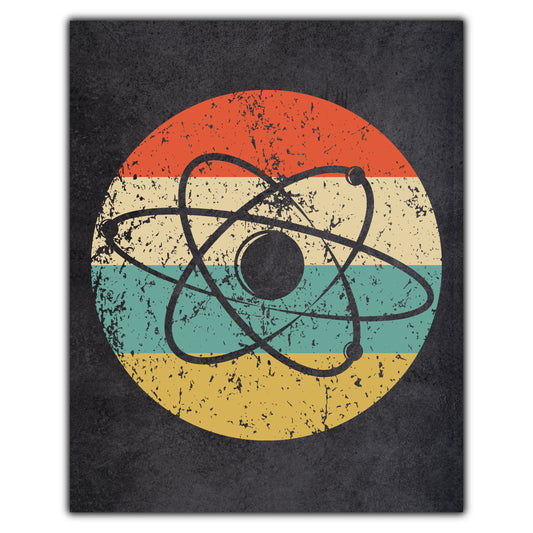 Atom Science Icon Retro 8"x10" Wall Art Print
