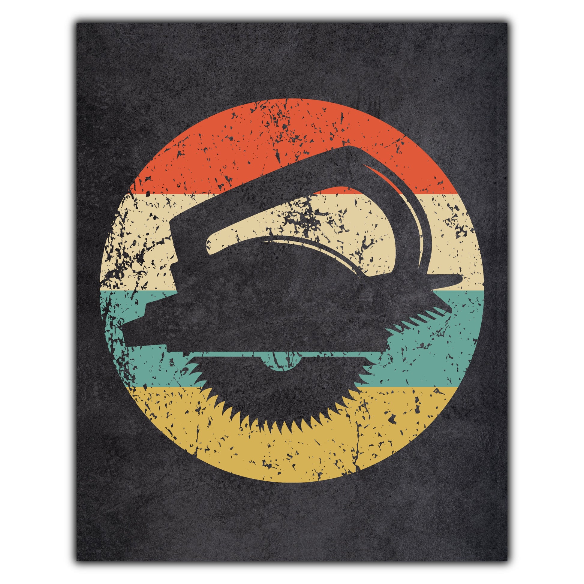 Circular Saw Carpentry Icon Retro 8"x10" Wall Art Print