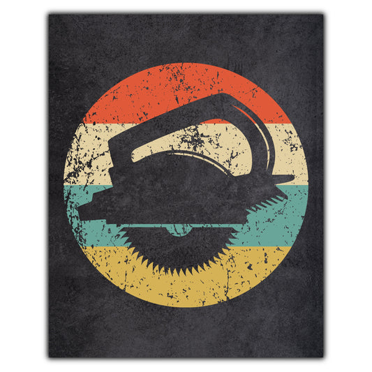 Circular Saw Carpentry Icon Retro 8"x10" Wall Art Print