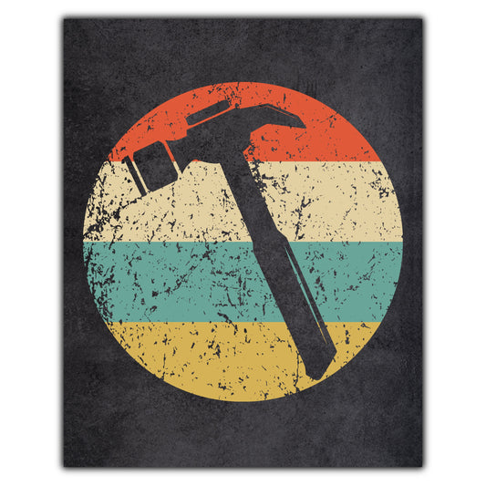 Hammer Carpentry Icon Retro 8"x10" Wall Art Print