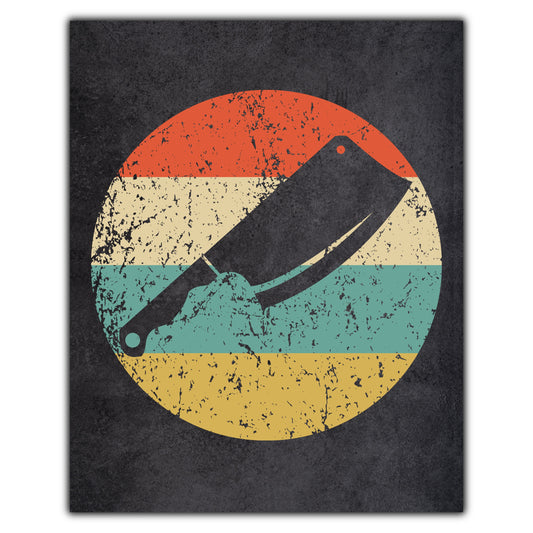 Meat Cleaver Knife Chef Icon Retro 8"x10" Wall Art Print