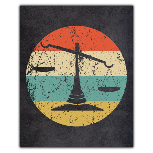 Scales of Justice Law Icon Retro 8"x10" Wall Art Print