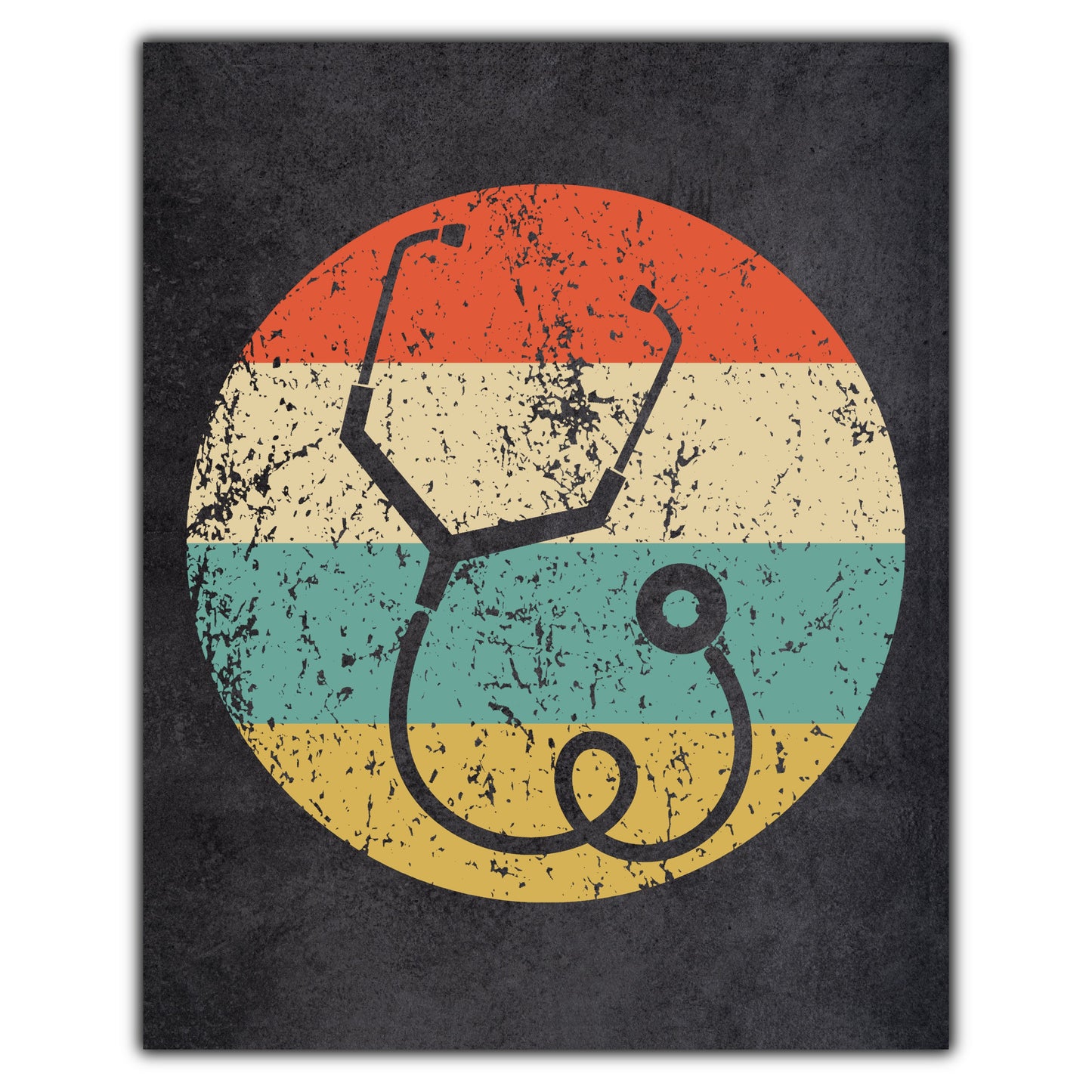 Medical Stethoscope Doctor Nurse Icon Retro 8"x10" Wall Art Print