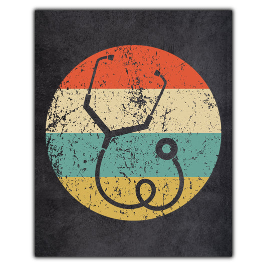 Medical Stethoscope Doctor Nurse Icon Retro 8"x10" Wall Art Print