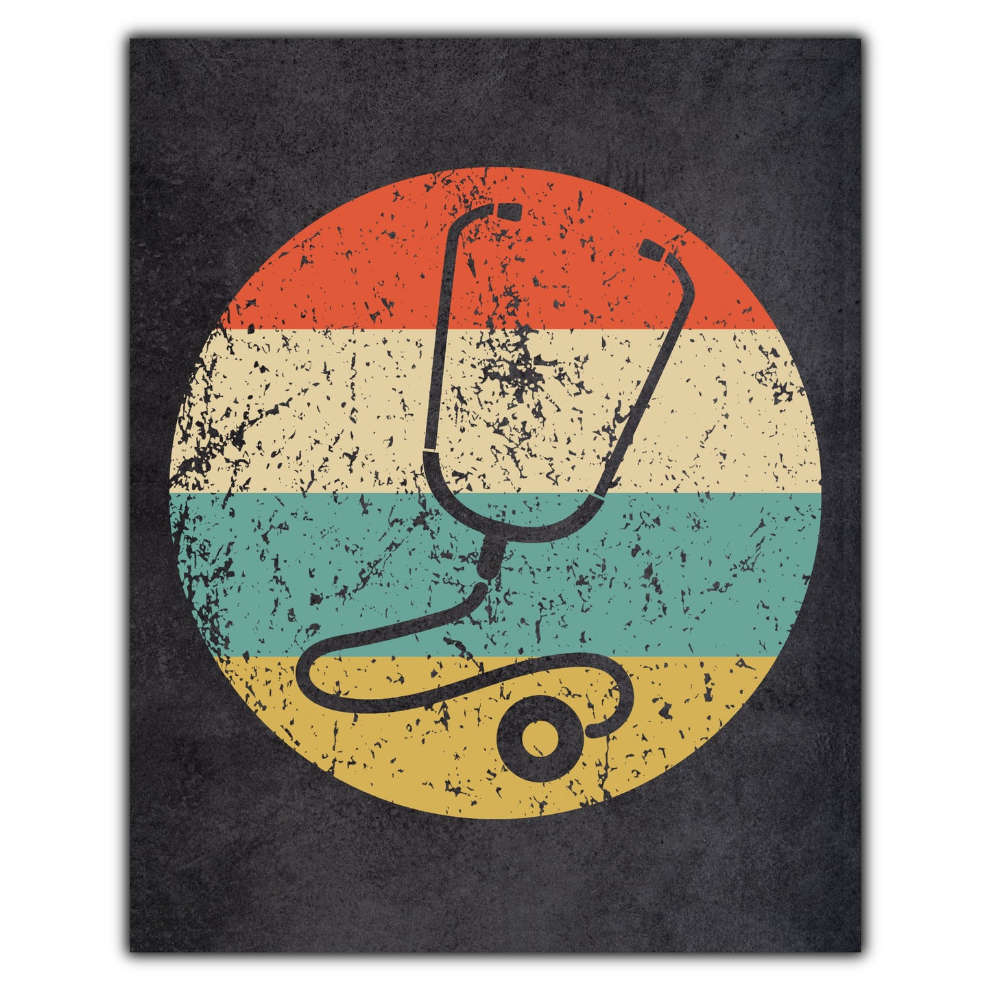 Medical Stethoscope Doctor Nurse Icon Retro 8"x10" Wall Art Print