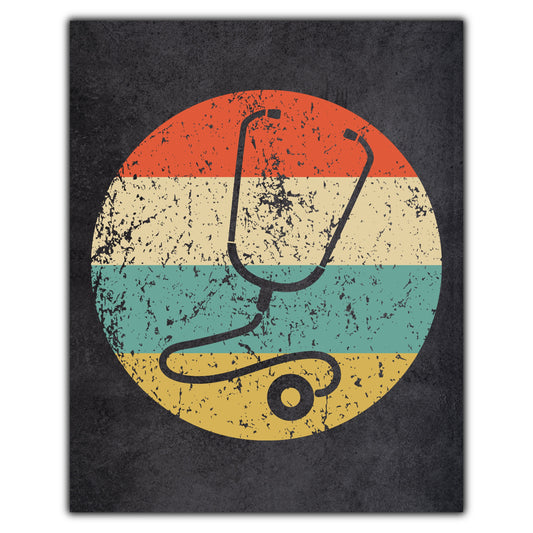 Medical Stethoscope Doctor Nurse Icon Retro 8"x10" Wall Art Print