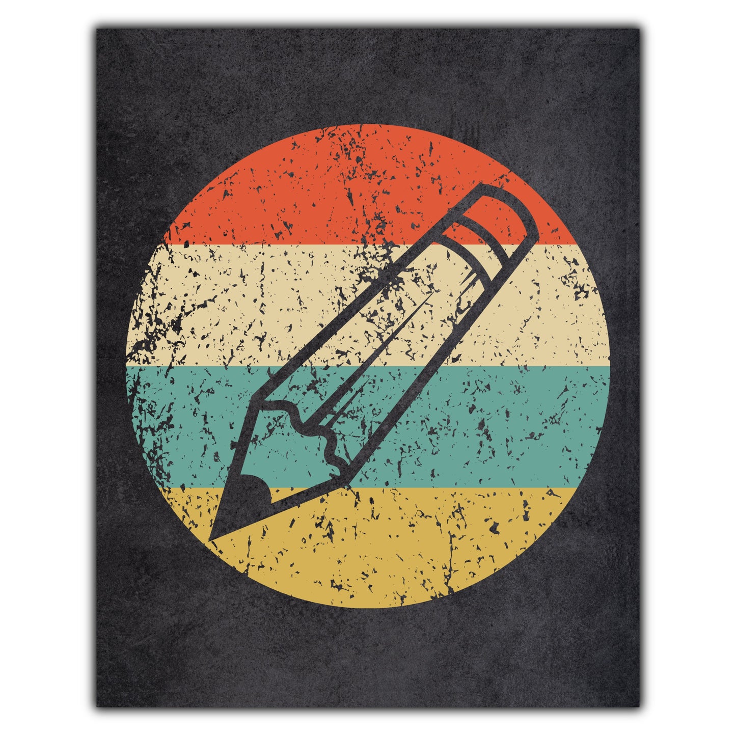 Pencil School Teacher Icon Retro 8"x10" Wall Art Print