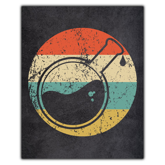 Round Science Beaker Flask Science Icon Retro 8"x10" Wall Art Print