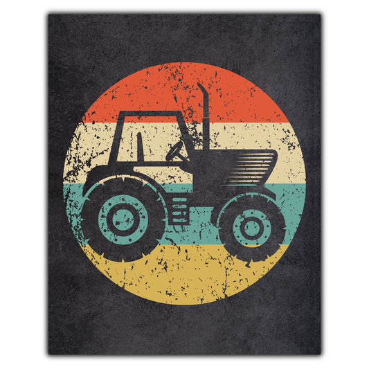 Farm Tractor Farming Farmer Icon Retro 8"x10" Wall Art Print