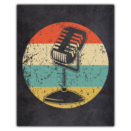 Old School Microphone Radio Icon Retro 8"x10" Wall Art Print
