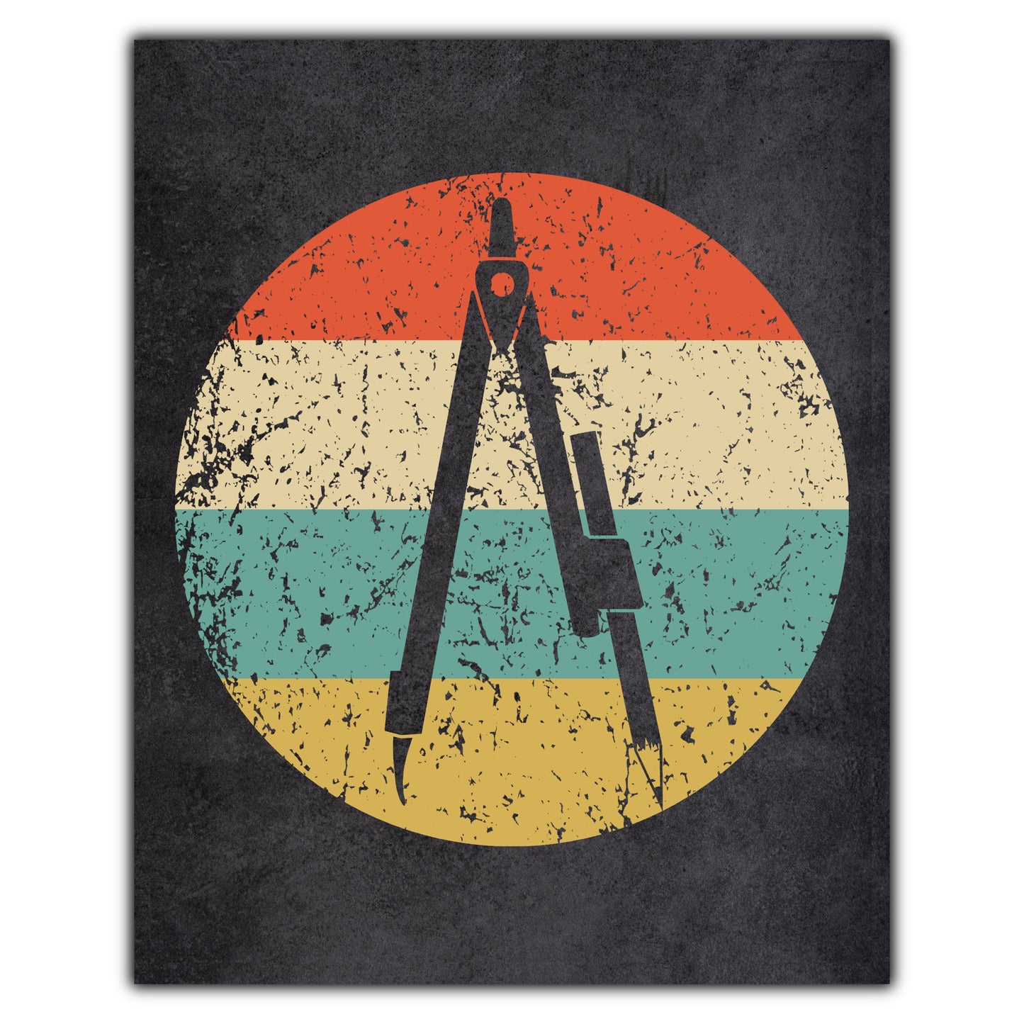 Pencil Compass Architect Engineer Icon Retro 8"x10" Wall Art Print