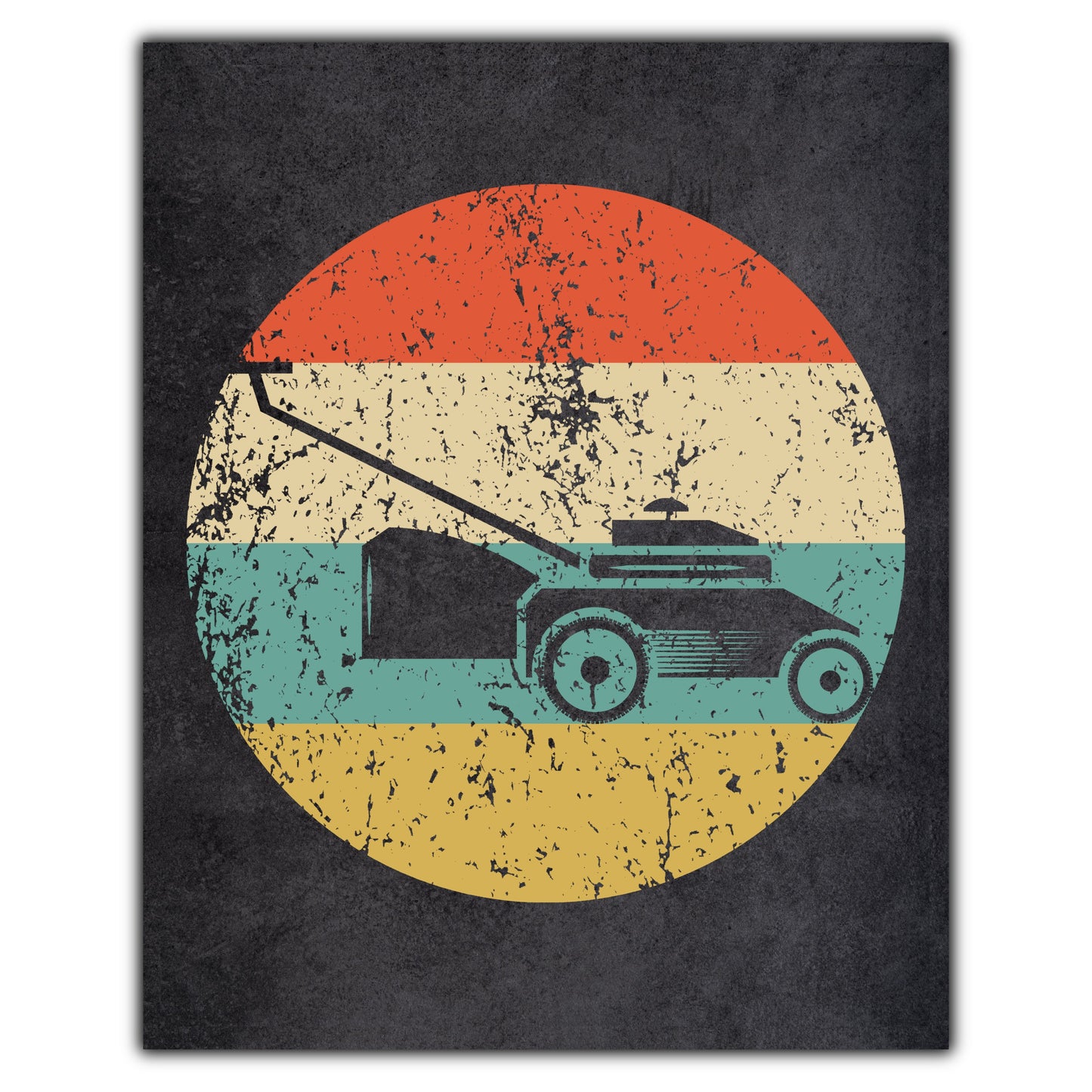 Push Lawn Mower Icon Retro 8"x10" Wall Art Print