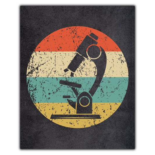 Biology Science Microscope Icon Retro 8"x10" Wall Art Print