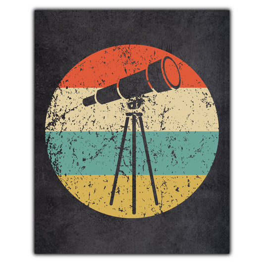 Space Science Telescope Astronomy Icon Retro 8"x10" Wall Art Print