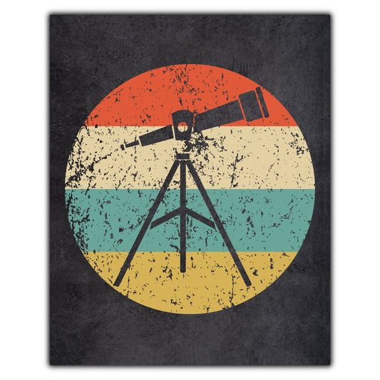 Astronomy Space Science Telescope Icon Retro 8"x10" Wall Art Print