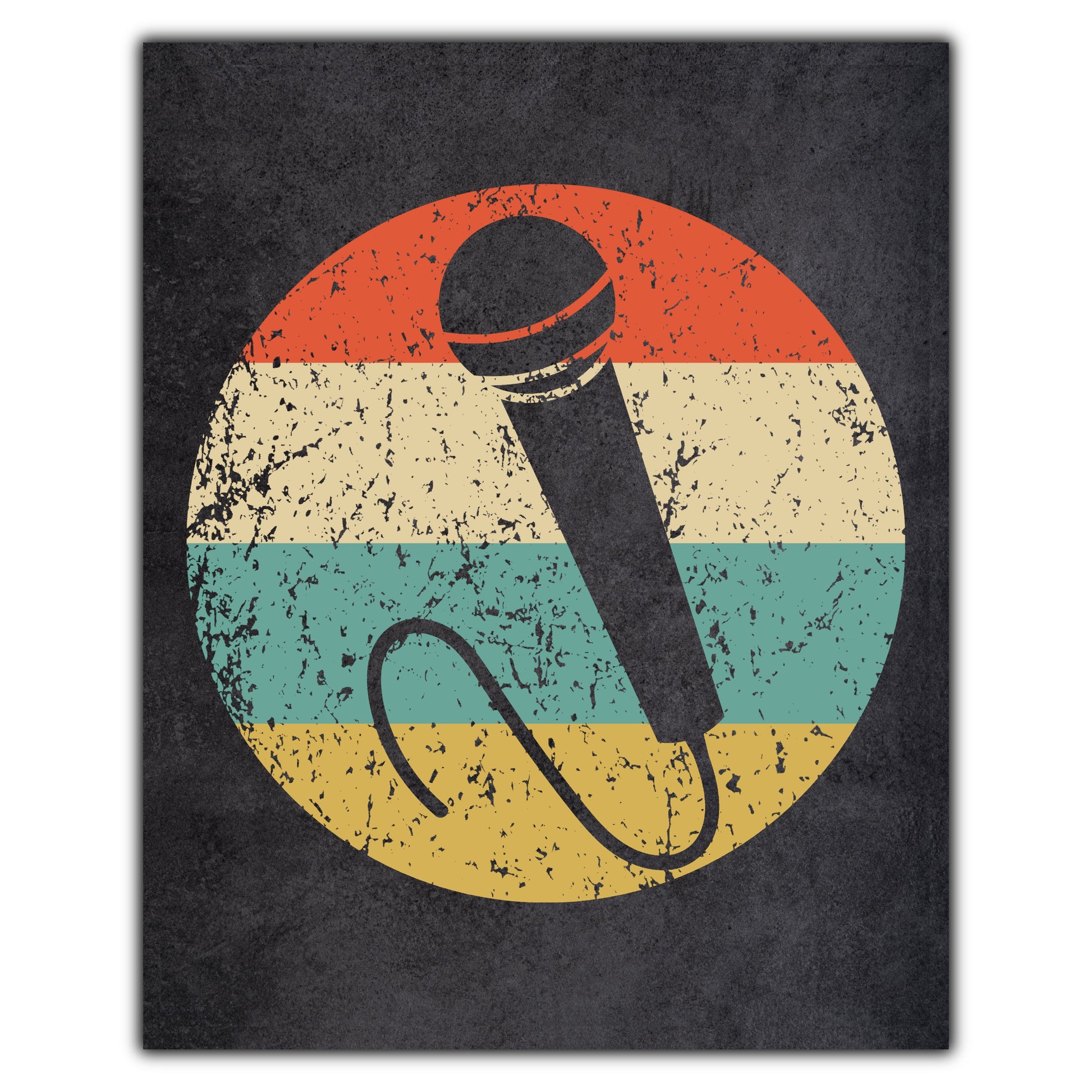 Microphone Karaoke Icon Retro 8"x10" Wall Art Print