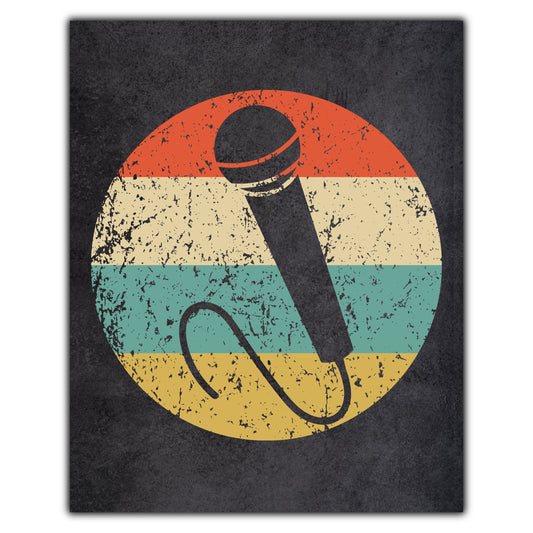 Microphone Karaoke Icon Retro 8"x10" Wall Art Print