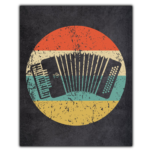 Accordion Musical Instrument Music Icon Retro 8"x10" Wall Art Print