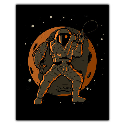 Fishing Astronaut Outer Space Spaceman 8"x10" Wall Art Print