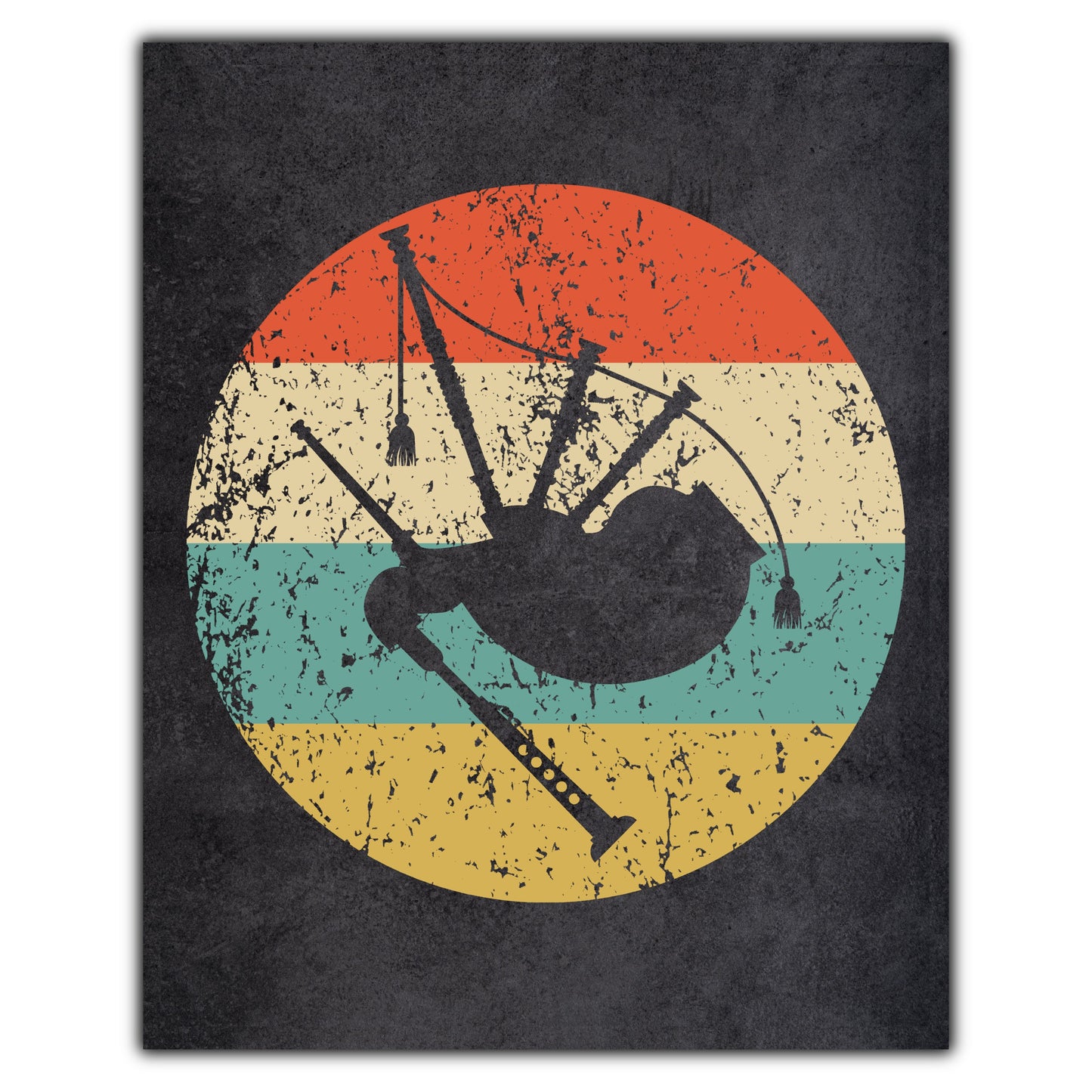 Bagpipes Musical Instrument Music Icon Retro 8"x10" Wall Art Print