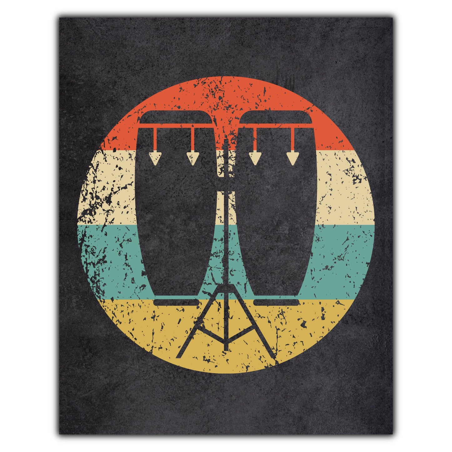 Bongo Drums Musical Instrument Music Icon Retro 8"x10" Wall Art Print