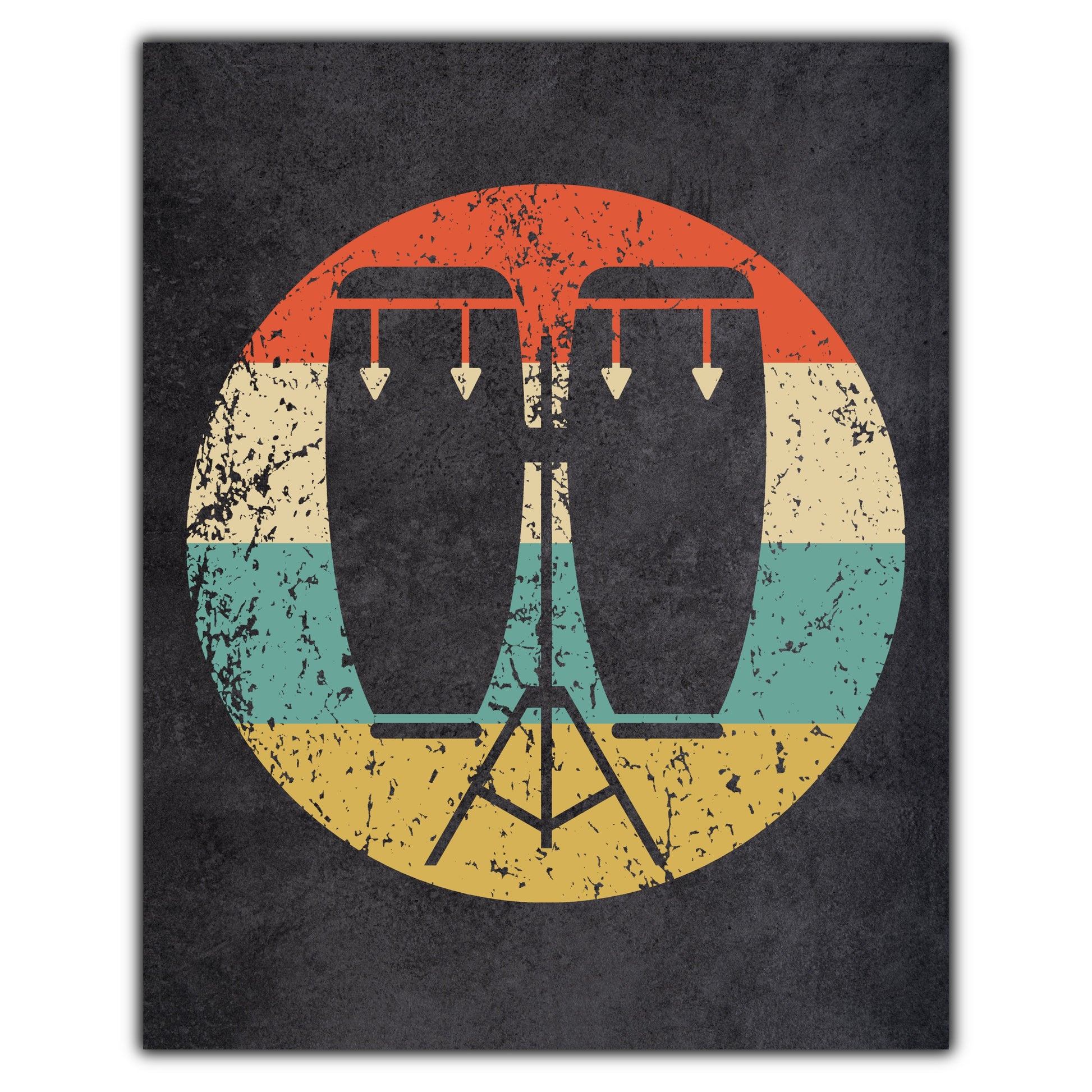 Bongo Drums Musical Instrument Music Icon Retro 8"x10" Wall Art Print
