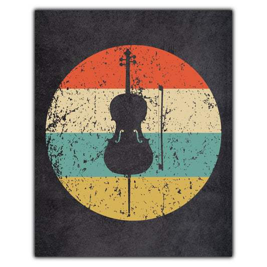 Cello Musical Instrument Music Icon Retro 8"x10" Wall Art Print