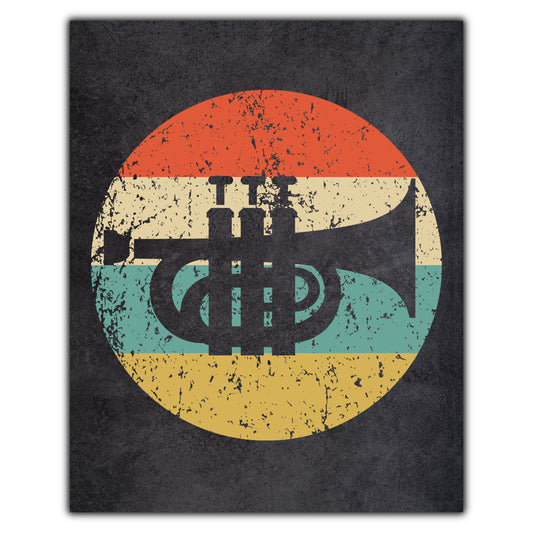 Cornet Trumpet Musical Instrument Music Icon Retro 8"x10" Wall Art Print