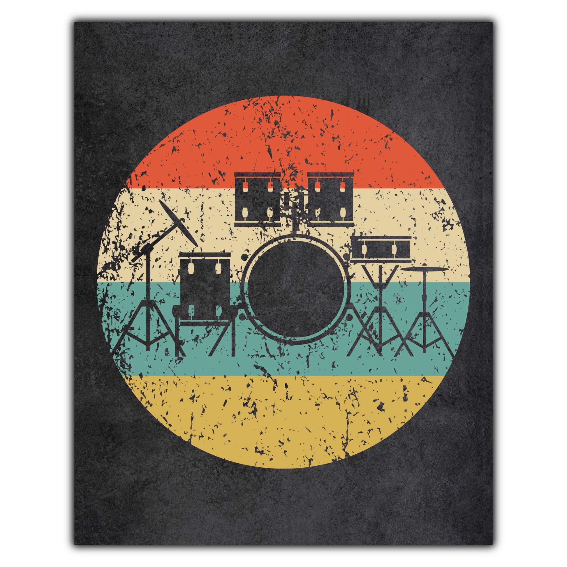Drum Set Musical Instrument Music Icon Retro 8"x10" Wall Art Print