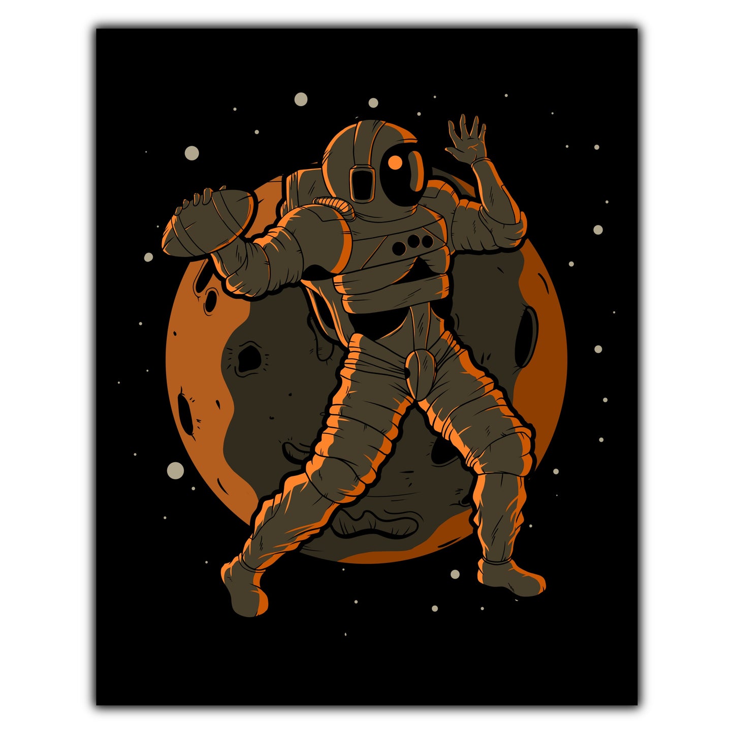 Football Quarterback Astronaut Outer Space Spaceman 8"x10" Wall Art Print