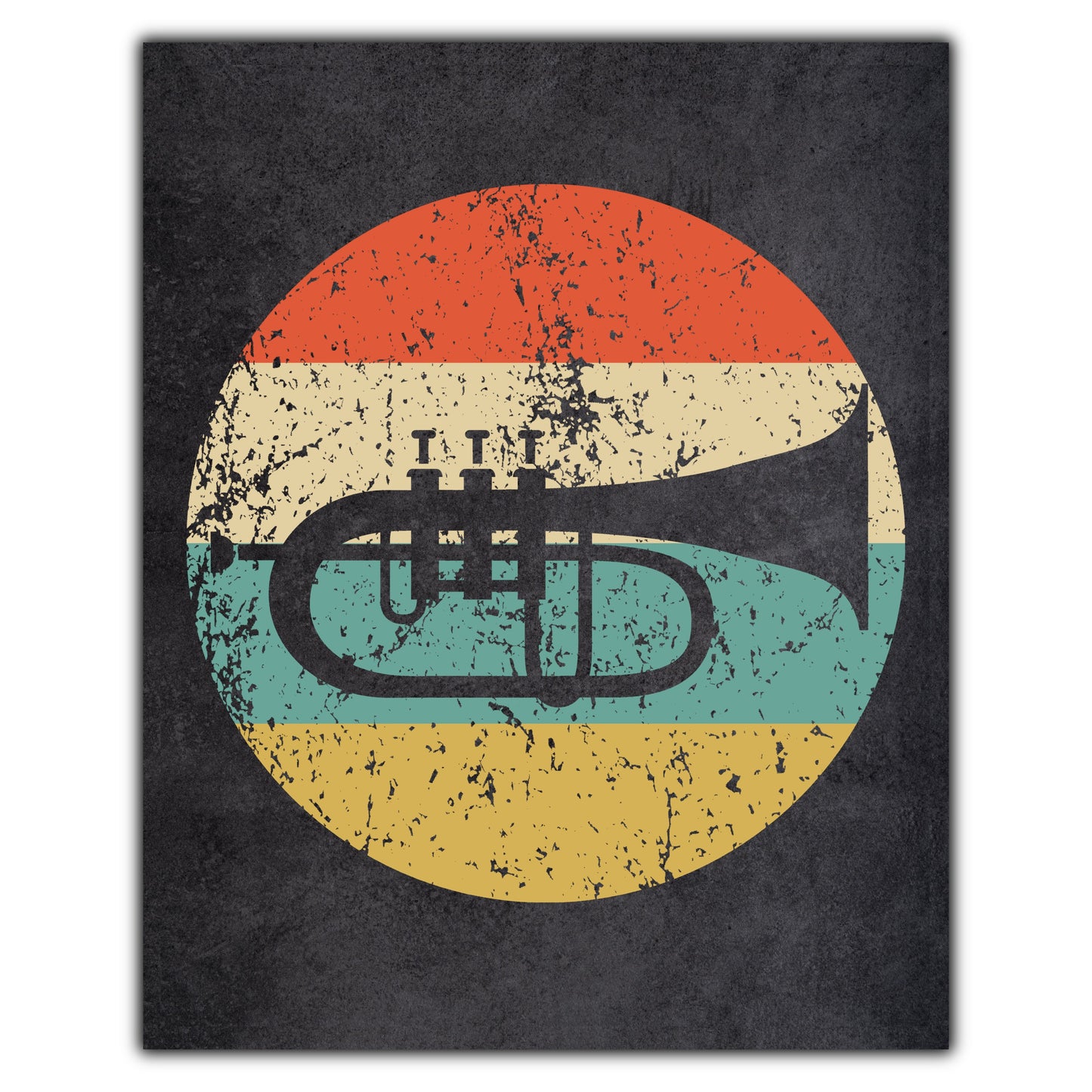 Flugelhorn Trumpet Musical Instrument Music Icon Retro 8"x10" Wall Art Print