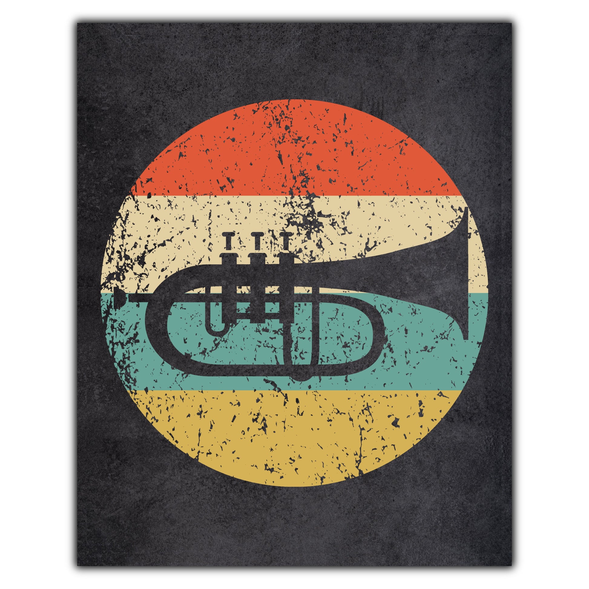 Flugelhorn Trumpet Musical Instrument Music Icon Retro 8"x10" Wall Art Print