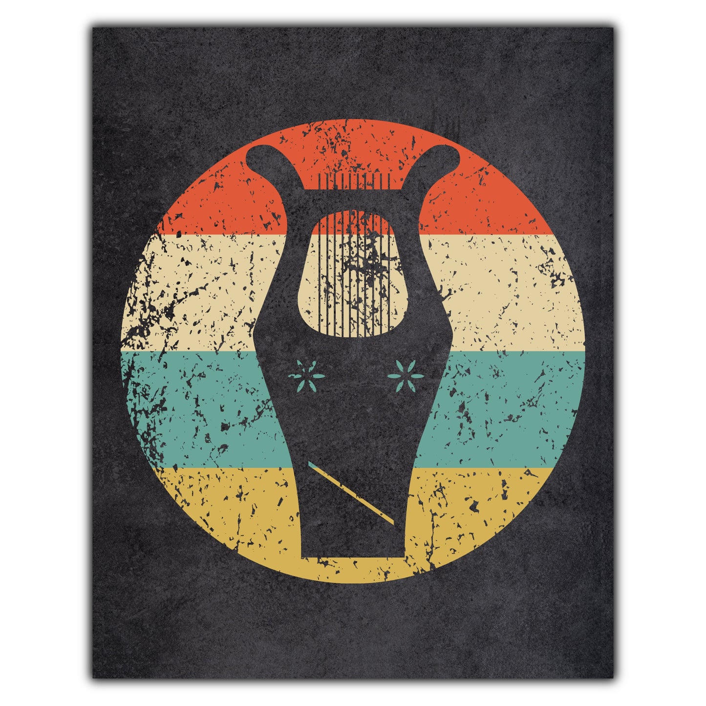 Lyre Musical Instrument Music Icon Retro 8"x10" Wall Art Print